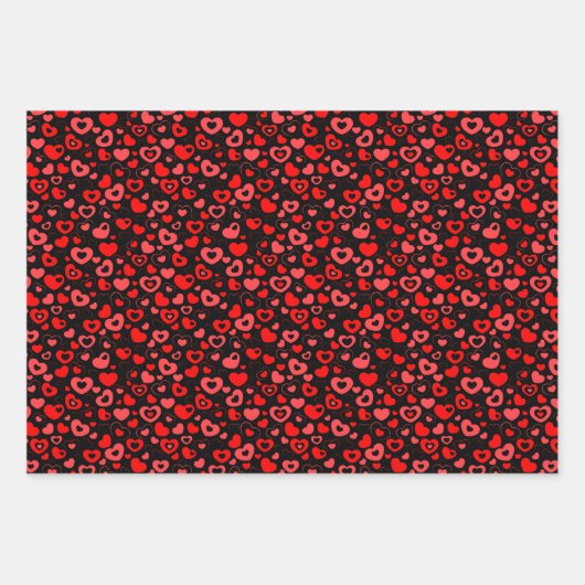 Einfaches Niedliches Retro Herz Art Muster Geschenkpapier Set (Vorderseite)