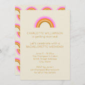 Einfaches Niedliches Retro-Regenbogen Bachelorette Einladung (Vorne/Hinten)