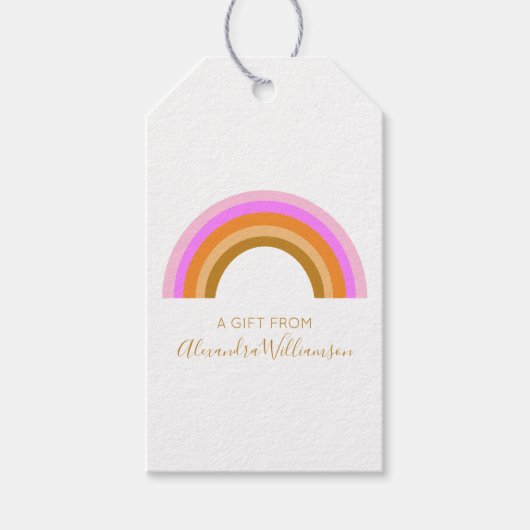 Einfaches Niedliches Retro-Regenbogen-Personalisie Geschenkanhänger (Vorderseite)