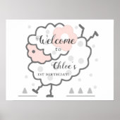 Einfaches Niedliches SprungLamm 1. Geburtstag Begr Poster (Vorne)