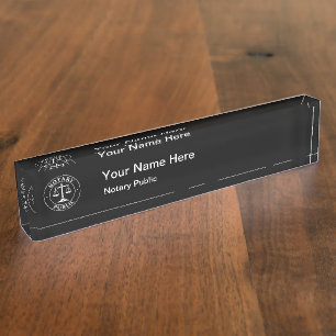 Einfaches Notar Logo Acryl-Schreibtisch-Schild Namensplakette