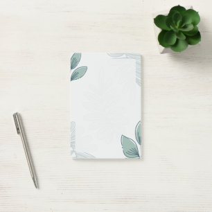 Einfaches Notizbuch mit botanischem grünem Blattmu Post-it Klebezettel