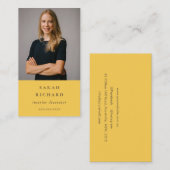 Einfaches Ockergelbes Berufliches Foto Visitenkarte (Vorne/Hinten)