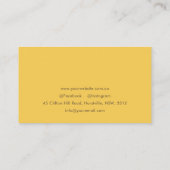 Einfaches Ockergelbes Berufliches Foto Visitenkarte (Rückseite)