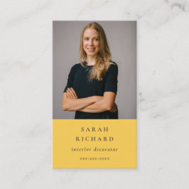 Einfaches Ockergelbes Berufliches Foto Visitenkarte