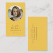 Einfaches Ockergelbes Berufliches Foto Visitenkarte (Vorne/Hinten)