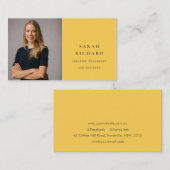 Einfaches Ockergelbes Berufliches Foto Visitenkarte (Vorne/Hinten)