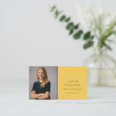 Einfaches Ockergelbes Berufliches Foto Visitenkarte (Stehend Vorderseite)