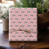 Einfaches Office-Logo-Muster - Rosa Rose Geschenkpapier