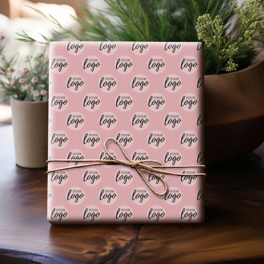 Einfaches Office-Logo-Muster - Rosa Rose Geschenkpapier