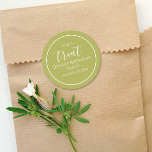 Einfaches Olive Green Geburtstagskalligrafie Niedl Runder Aufkleber