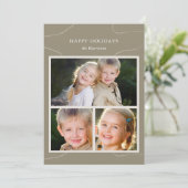 Einfaches Oliven-Grün-Mehrfach-Fotocollage-Christm Feiertagskarte (Stehend Vorderseite)