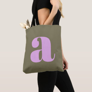 Einfaches Oliven- und Flieder-Bold-Retro-Monogramm Tasche