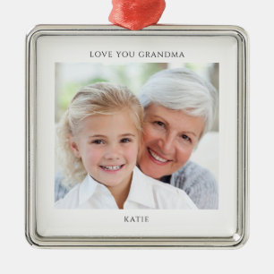 Einfaches Oma-Foto personalisiert  Ornament Aus Metall