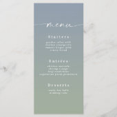 Einfaches Ombre Dusty Blue & Green Wedding Menu Menükarte (Vorderseite)