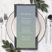 Einfaches Ombre Dusty Blue & Green Wedding Menu Menükarte