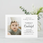 Einfaches ONEderful Foto Geburtstag Einladung (Stehend Vorderseite)