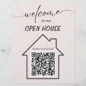 Einfaches Open House-Anwesen-Zeichen für QR-Code Flyer (Vorne)