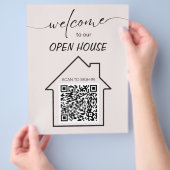 Einfaches Open House-Anwesen-Zeichen für QR-Code Flyer (Hand)