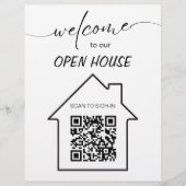 Einfaches Open House-Anwesen-Zeichen für QR-Code Flyer (Vorne)