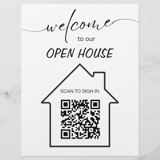 Einfaches Open House-Anwesen-Zeichen für QR-Code Flyer (Vorne)