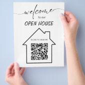 Einfaches Open House-Anwesen-Zeichen für QR-Code Flyer (Hand)
