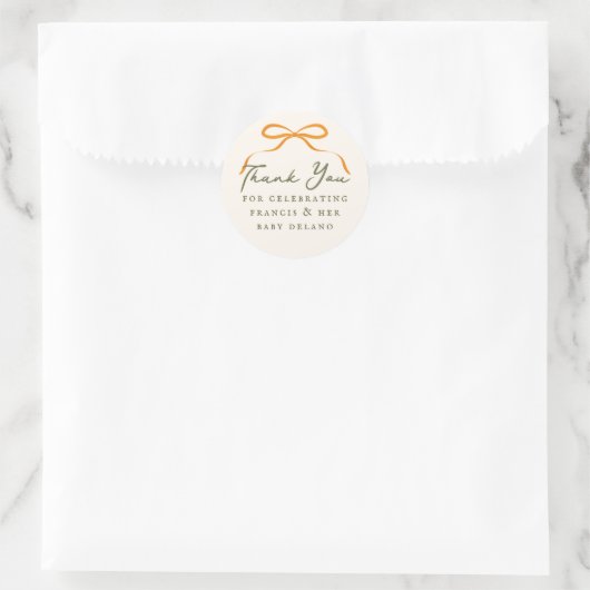 Einfaches Orange-Band-Dankeschön Runder Aufkleber (Tasche)