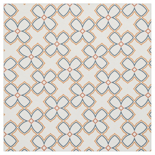 Einfaches Orange Blau und Weiß-Blume-Muster Stoff (Muster)