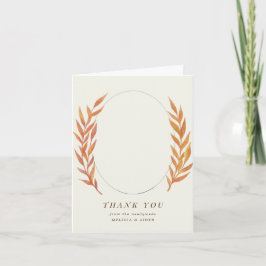 Einfaches Orange Branch Wedding Foto Vielen Dank Dankeskarte