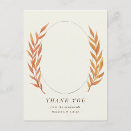 Einfaches Orange Branch Wedding Foto Vielen Dank Postkarte