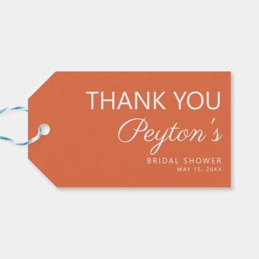 Einfaches Orange Brautparty Vielen Dank Geschenkanhänger (Rückseite Horizontal)