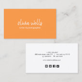 Einfaches Orange Handwriting Visitenkarte (Vorne/Hinten)