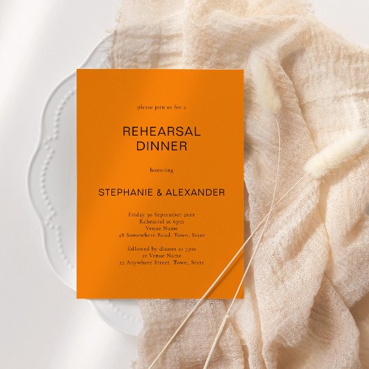 Einfaches Orange QR Probe Dinner im Herbst Einladu Einladung