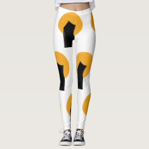 Einfaches orange-schwarzes Baum-Aquarellmuster ind Leggings