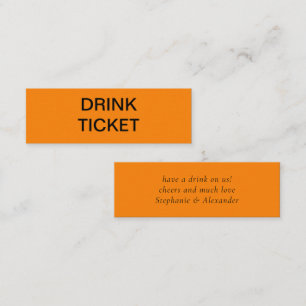 Einfaches Orangefarbenes Hochzeitsticket für den H Mini Visitenkarte