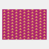 Einfaches Orangefarbenes Weihnachtsbaummuster Geschenkpapier Set (Vorderseite 3)