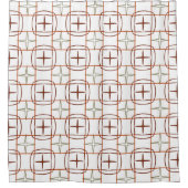 Einfaches orangefarbenes, weißes und grünes Muster Duschvorhang (Vorderseite)