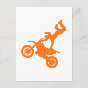 Einfaches Orangenmotocross-Dreckrad Postkarte