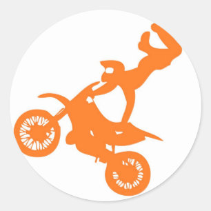 Einfaches Orangenmotocross-Dreckrad Runder Aufkleber
