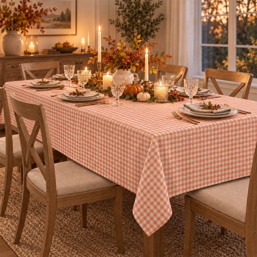 Einfaches Oranges Gingham-Muster Klassiker Tischdecke