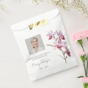 Einfaches Orchideen-Foto-Trauer-Samen Geschenktütchen