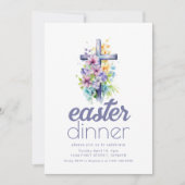 Einfaches Osteressen Einladende Vorlage mit Kreuz (Vorderseite)