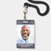 Einfaches Oval-Logo Mitarbeiterfoto Name Barcode Ausweis (Vorderseite mit Lanyard)