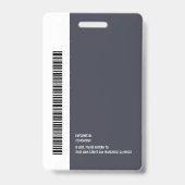 Einfaches Oval-Logo Mitarbeiterfoto Name Barcode Ausweis (Rückseite)