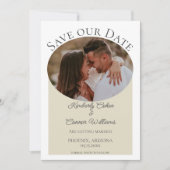 Einfaches ovales Foto Save the Date | Beige (Vorderseite)