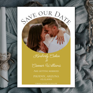 Einfaches ovales Foto Save the Date Marigold