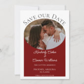 Einfaches ovales Foto Save the Date | Rot (Vorderseite)