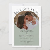 Einfaches ovales Foto Save the Date | Sage Green (Vorderseite)