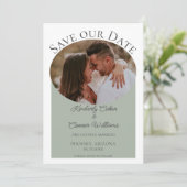 Einfaches ovales Foto Save the Date | Sage Green (Stehend Vorderseite)