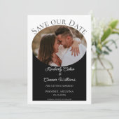 Einfaches ovales Foto Save the Date | Schwarz (Stehend Vorderseite)